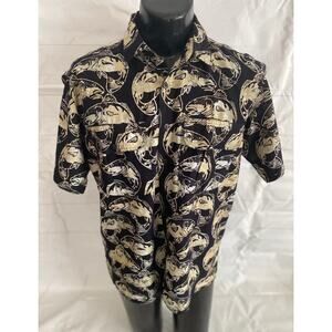 Black Flag Vaughn Cochran Shirt Men’s MEDIUM Rainbow Trout Print Short Sleeve #